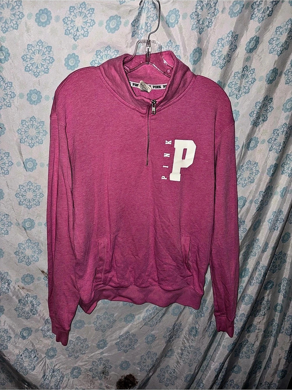 PINK Quarter Zip Pullover Size Small